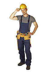 Image showing confident manual worker on white