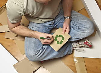 Image showing man and recycling paper