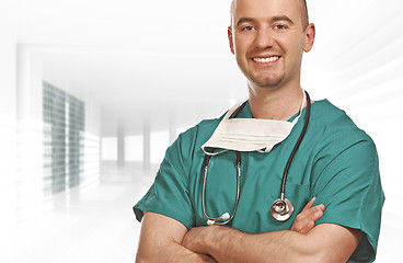 Image showing confident young doctor indoor