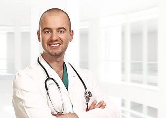 Image showing portrait of young doctor inside