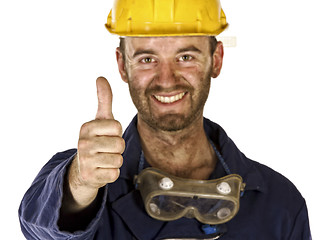 Image showing confident labourer thumn up