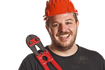 Image showing handyman smile and tool