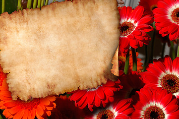 Image showing Parchment on flowers retro letter background
