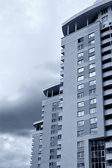 Image showing New high-rise urban buildings sepia