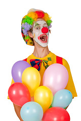 Image showing Colorful clown with balloons