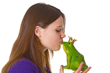 Image showing Beautiful woman with frog prince