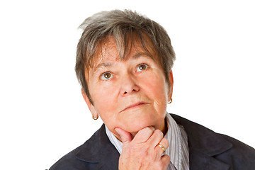 Image showing Female senior thinking