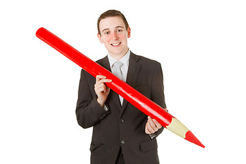 Image showing Businessman with red pencil