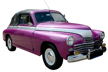 Image showing Purple retro car isolated