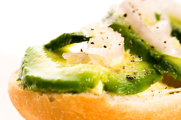 Image showing Sandwich with avocado on a wooden board 