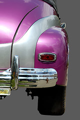 Image showing Purple retro car back isolated