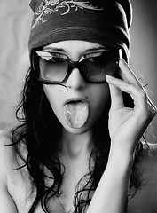 Image showing Girl shows her tongue