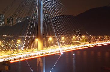 Image showing Ting Kau Bridge in Hong Kong at night 