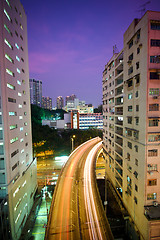 Image showing Traffic in downtown at night