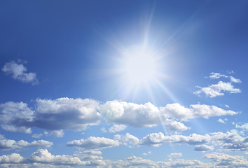 Image showing Bright sun and blue sky