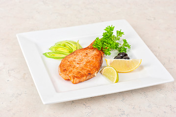 Image showing Grilled salmon steak