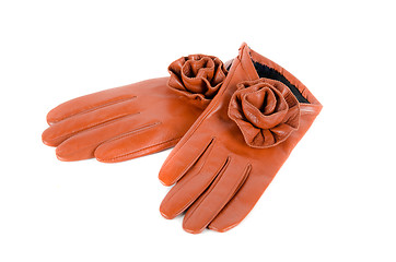 Image showing Red female leather gloves