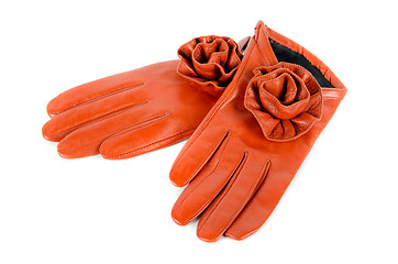 Image showing Red female leather gloves