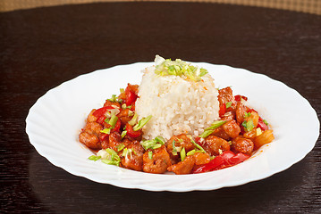 Image showing Pork meat and japanese rice