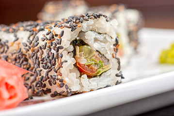 Image showing Sushi with sesame