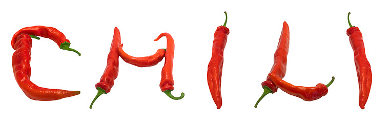Image showing CHILI text composed of chili peppers