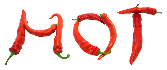 Image showing Hot text composed of chili peppers
