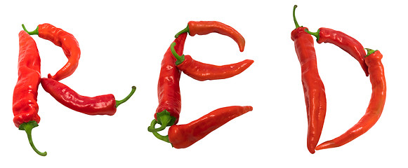 Image showing RED text composed of chili peppers