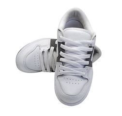 Image showing Pair of white sneakers