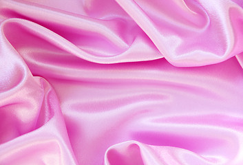 Image showing Smooth elegant pink silk as background 