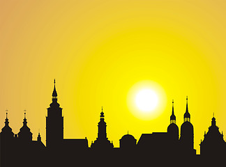 Image showing Sunrise over the historic city