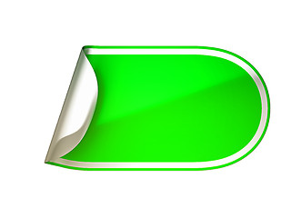 Image showing Rounded green bent sticker or label 