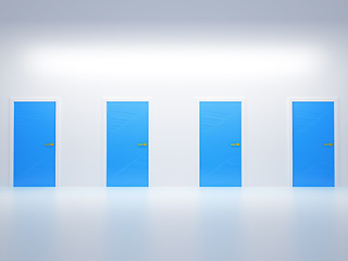 Image showing Choosing the way: four conceptual doors