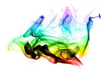 Image showing Colorful Abstract smoke shapes on white