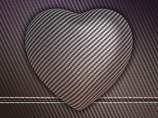 Image showing Carbon fibre heart on stetiched background