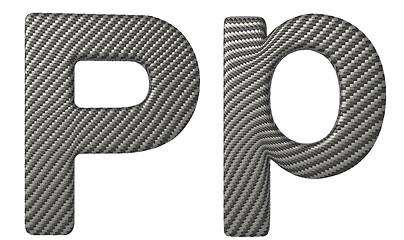 Image showing Carbon fiber font P lowercase and capital letters