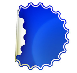 Image showing Blue round bent sticker or label 