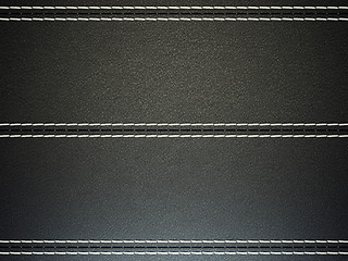 Image showing Black horizontal stitched leather background
