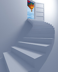 Image showing Stairway to the freedom and balloon