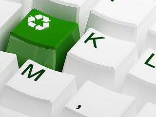 Image showing Recycle symbol button on white keyboard