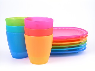 Image showing plastic cups and plates