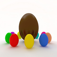 Image showing  colorful eggs, easter background