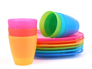 Image showing plastic cups and plates