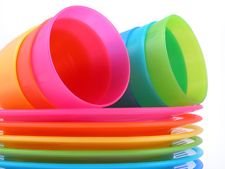 Image showing plastic cups and plates