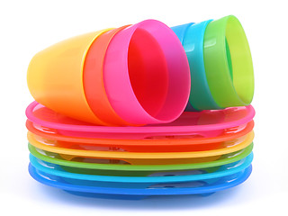 Image showing plastic cups and plates