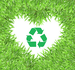 Image showing Recycle sign and cycle grass 