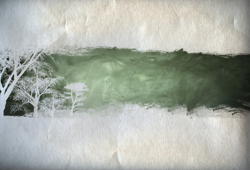 Image showing tree with old grunge antique paper texture 