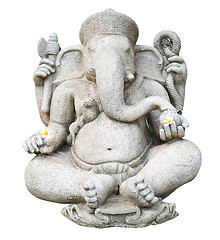 Image showing   stone sculpture of indian god ganesh on white 