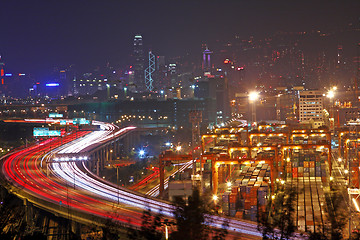 Image showing traffic in Hong Kong at night 