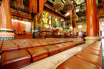 Image showing rows of seats in chinese temple