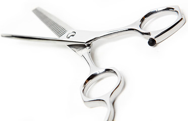 Image showing Professional Haircutting Scissors. Studio isolation on white. 